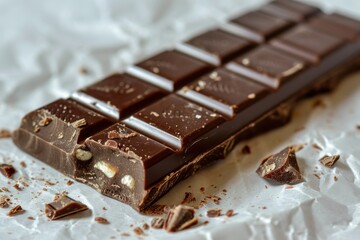 Close-up of a chocolate bar with nuts and sea salt