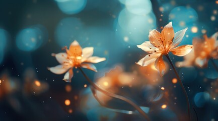 Ethereal Flowers Glowing in Magical Light