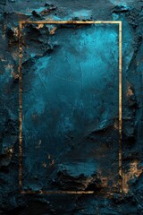 Abstract blue textured background with gold frame