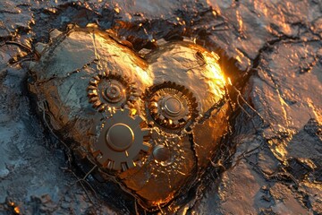 Steampunk Heart Integrated with Gears and Cogs