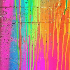 Vibrant Paint Drips on a Colorful Wall