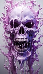 Abstract Skull with Melting Liquid Art