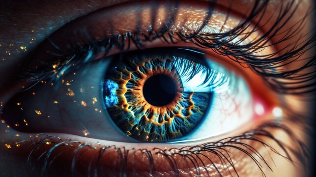 Close-up of a Human Eye with Vivid Colors