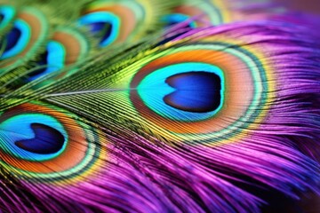 Vibrant Peacock Feathers in Close-up