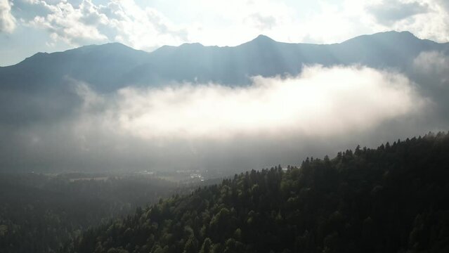 Aerial video on the mountains in Bucegi Romania