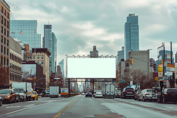Fototapeta na wymiar billboard mockup with city background, advertising