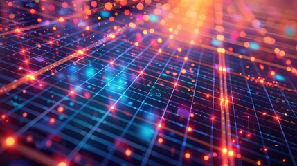 Circuit board with blue and orange lights