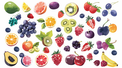 Vector collection of fruits and berries Hand drawn style