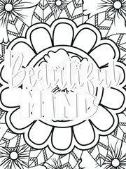 Love Quotes quotes Flower Coloring Page Beautiful black and white illustration for adult coloring book
