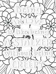 Love Quotes quotes Flower Coloring Page Beautiful black and white illustration for adult coloring book