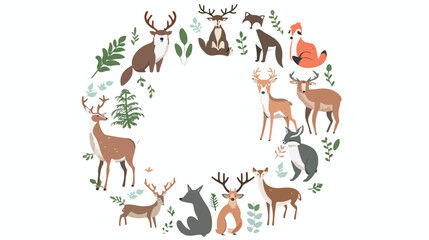 Vector concept with forest animals arranged in a circle