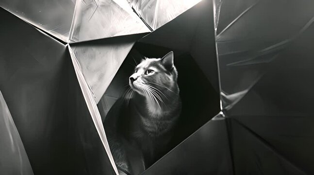 Cat Inside a Black Umbrella Fortress with Ai generated.
