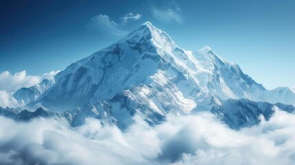Towering Snow-Covered Mountain in the Sky
