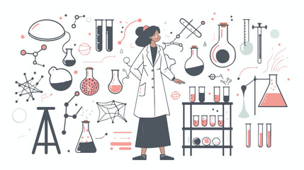 illustration the scientist conducts an experiment 