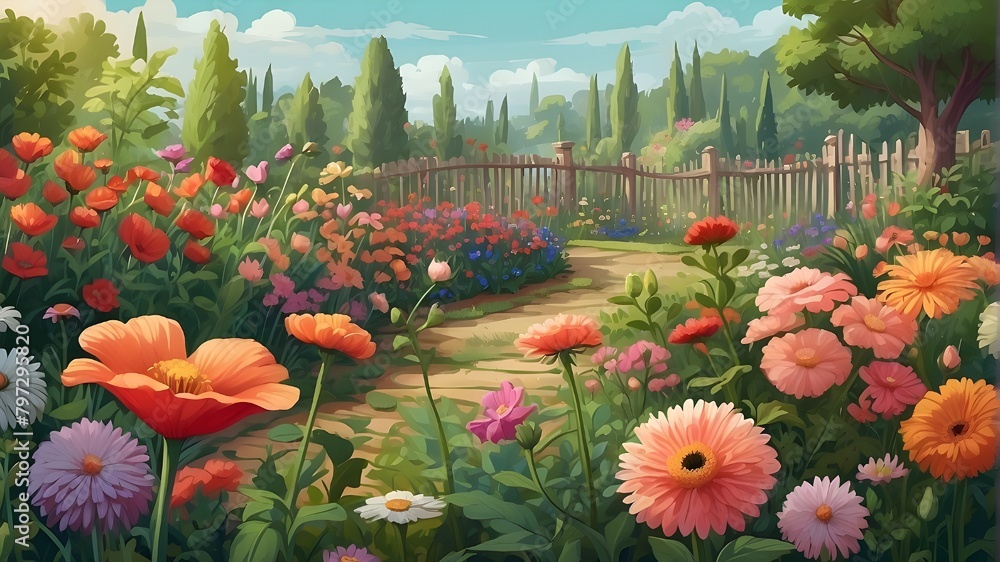 Wall mural field of flowers