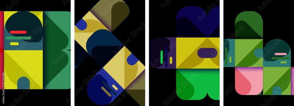Leinwandbilder a set of four colorful images with the letters a b and c high quality