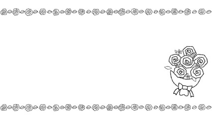 母の日のおしゃれでかわいい枠の白黒イラスト