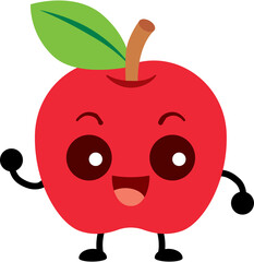 Cartoon cute red apple fruit character illustration