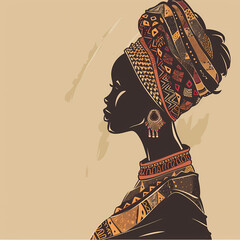 African woman in profile with traditional patterns on her head and neck