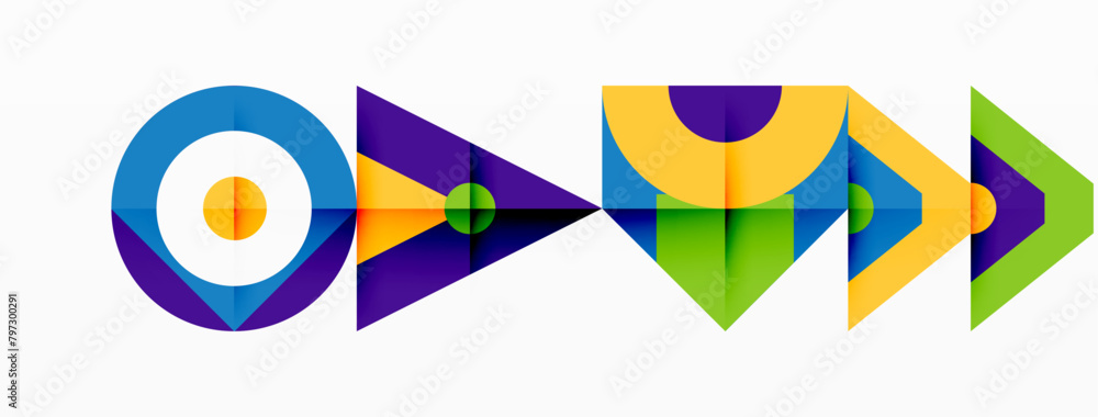Aufkleber a vibrant logo featuring a triangle, circle, and arrows in electric blue and magenta colors, symboli