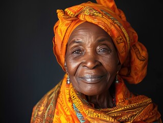Obraz premium Portrait photo of elderly African women with dark background