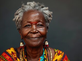 Obraz premium Portrait photo of elderly African women with dark background