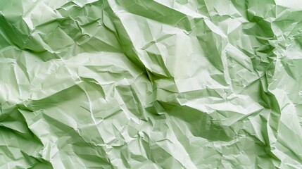 Green crumpled paper texture background for design with copy space for text or image.
