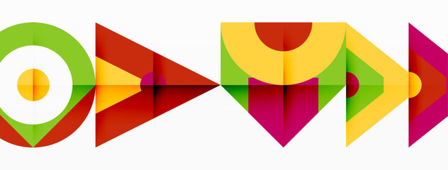 a row of colorful geometric shapes on a white background High quality