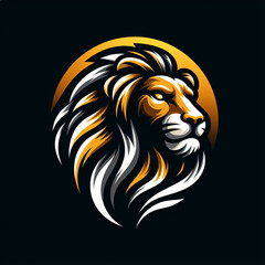 Lion head mane logo icon in yellow and black