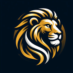  Elegant lion head mane logo icon in yellow and black