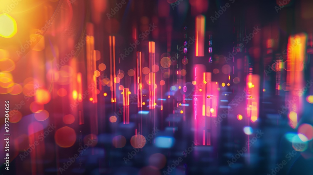Poster abstract image of the world of finance and investments. colorful and bokeh effect. online finance an