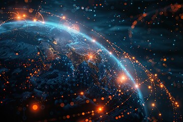 Fototapeta premium Luminous streams of data spread throughout the universe.