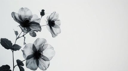 Beautiful black and white flowers on a light background.