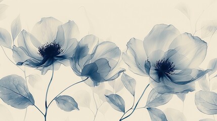 Monochrome watercolor image of flowers on a pastel background.