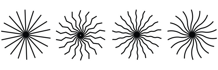 Radial circle. Monochrome Sunburst Frame.