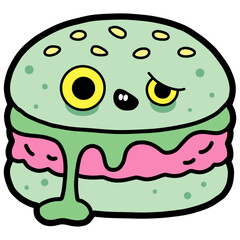 cartoon zombie hamburger