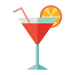 Cocktail flat vector illustration on white background