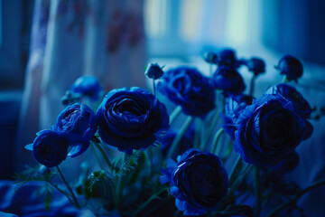 Midnight Bloom   Enigmatic Blue Roses in a Moonlit Ambiance