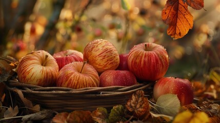 Crisp apples and pumpkin spice evoke memories of autumn days gone by, cherished traditions in the northern realms. - obrazy, fototapety, plakaty