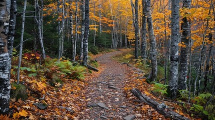 Hiking trails wind through northern forests, inviting adventurers to explore the untamed beauty of autumn's domain.
