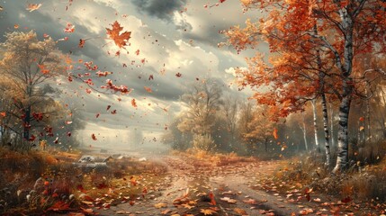 Fototapeta premium The crisp air of autumn dances through the northern landscapes, whispering secrets to the leaves.