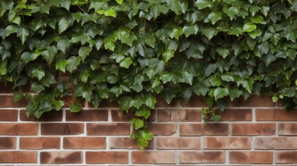 a green leaves on a brick wall