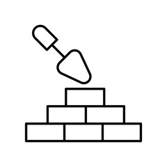 brick wall icon with white background vector stock illustration
