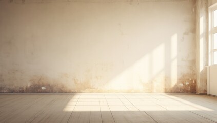 a white wall with a tile floor