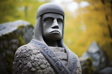 a stone statue of a man