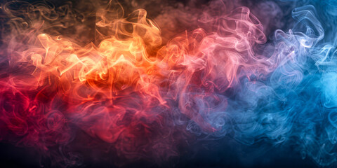 Abstract Thermal Hues   Red and Blue Smoke Intertwining