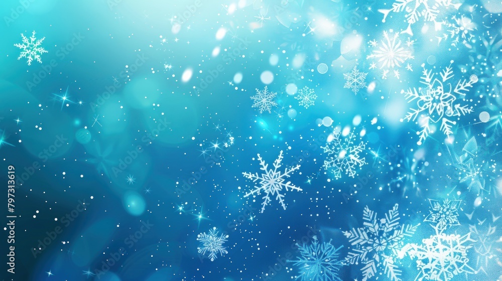 Poster abstract winter background with snowflakes and stars. generate ai image