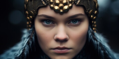 Fototapeta premium a woman wearing a metal headdress