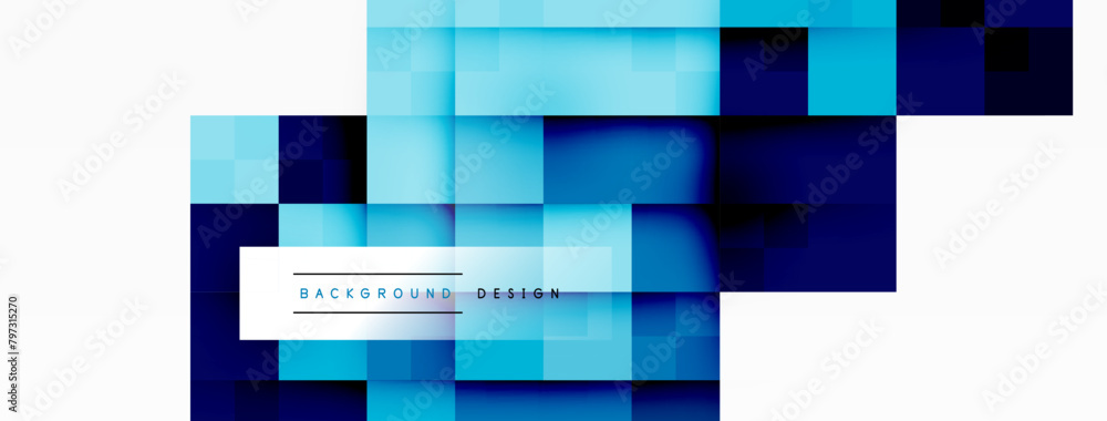 Poster a mesmerizing design featuring a mix of blue and black squares in different shades like azure and el