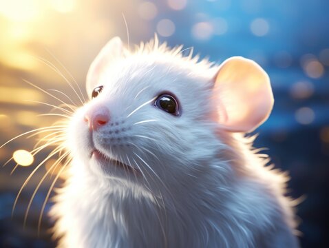 a white mouse with a bright light